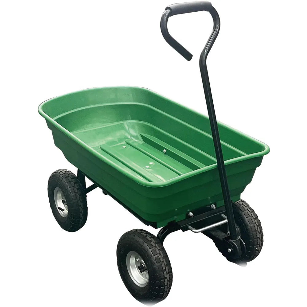 Dual-Wheel Heavy-Duty Dump Cart
1200 lb capacity poly yard wagon towable utility cart with built-in stand. Perfect for landscaping, gardening, hauling mulch, soil, firewood, or tools. Durable, easy-dump design.