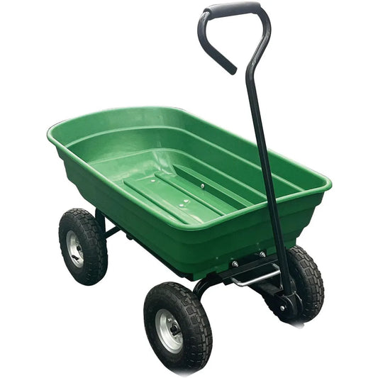 Dual-Wheel Heavy-Duty Dump Cart
1200 lb capacity poly yard wagon towable utility cart with built-in stand. Perfect for landscaping, gardening, hauling mulch, soil, firewood, or tools. Durable, easy-dump design.