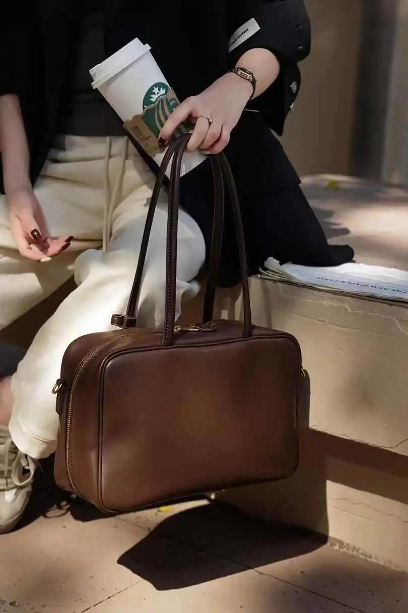 Luxury Genuine Leather Women’s Shoulder Bag Designer-style crossbody made from premium cowhide. Available in black, brown, and coffee colors with a spacious, elegant design for everyday use.