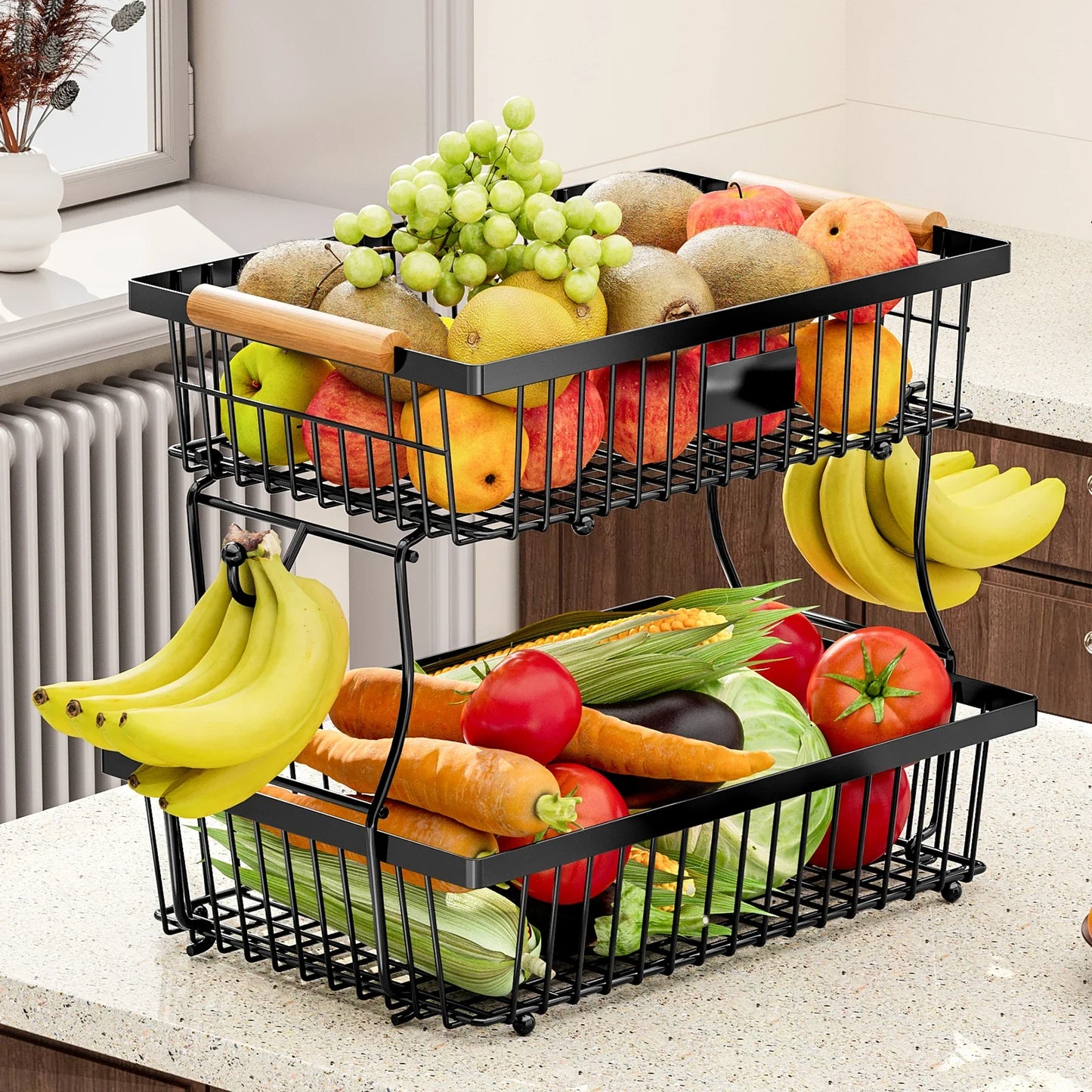 Kitchen Organizer Shelf Double Layer Seasoning Vegetables Fruits Holder Assembly Bathroom Cosmetic Removable Stand Storage Shelf
