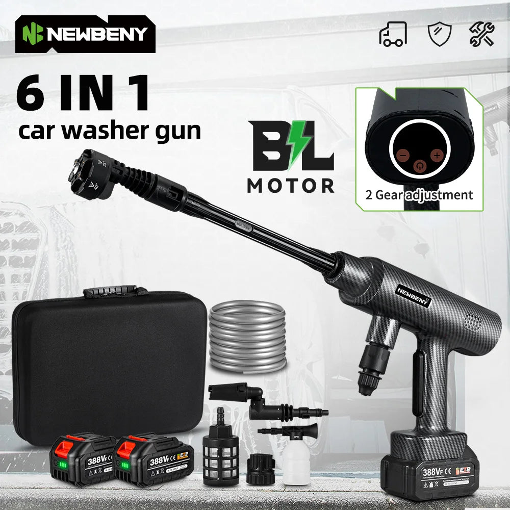 NEWBENY 6 IN 1 200Bar Brushless Electric Washer Cordless Efficient Car Garden Cleaning Power Tools For Makita 18-21V Battery Pin