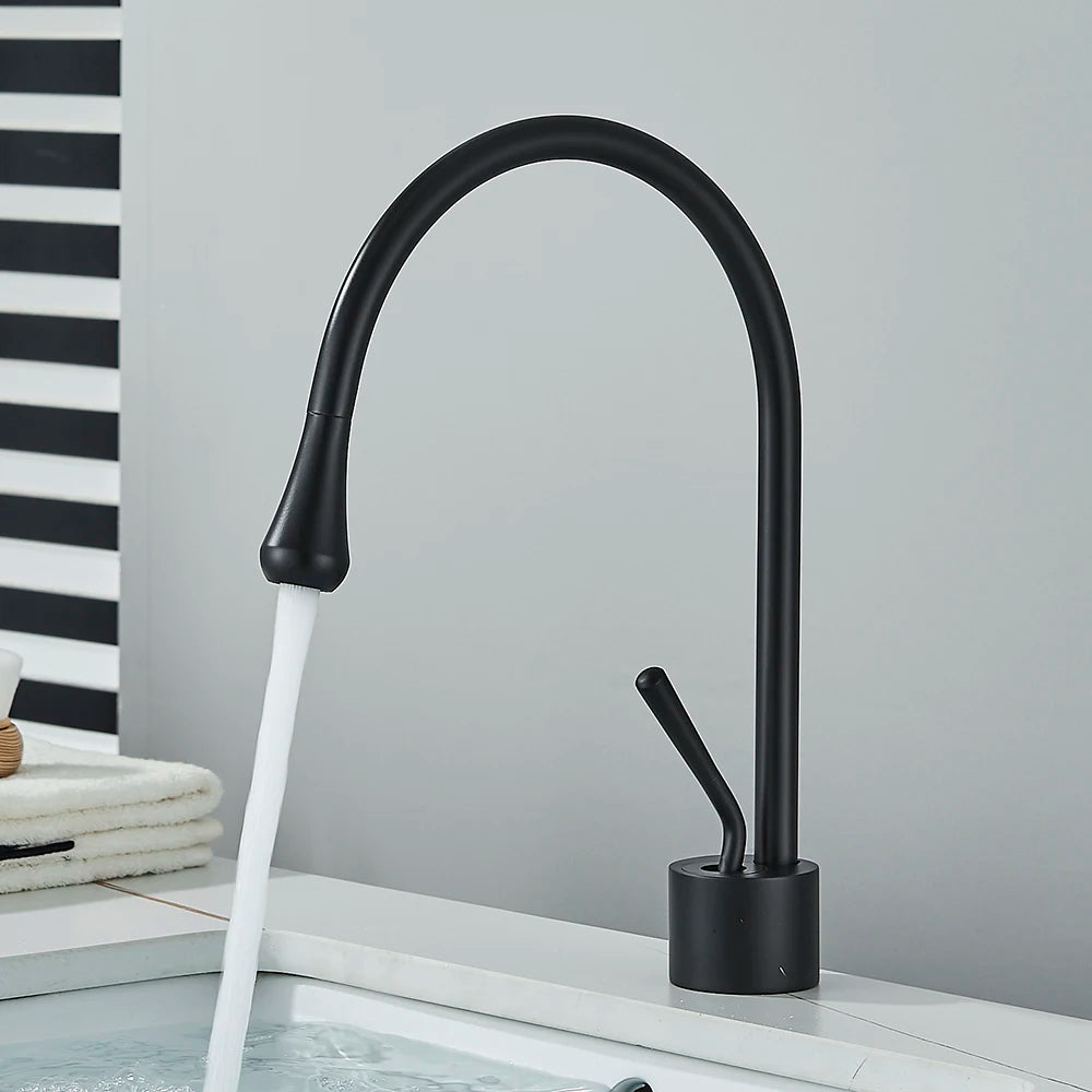 Modern Basin Faucet Bathroom Sink Faucets 360 Rotation Deck Mounted Bathroom Faucet Hot Cold Water Tap Crane For Kitchen Or Bath