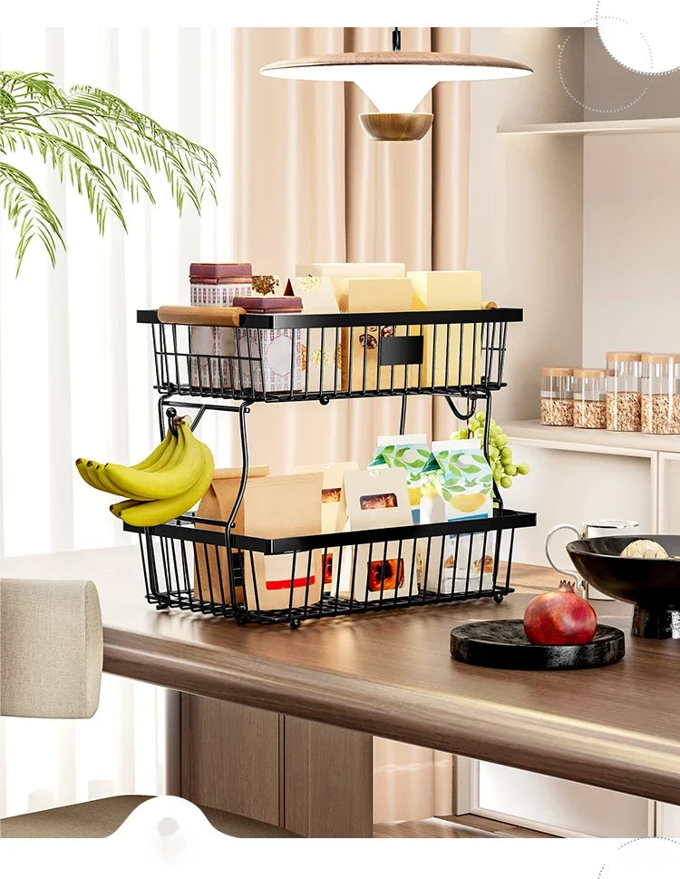 Kitchen Organizer Shelf Double Layer Seasoning Vegetables Fruits Holder Assembly Bathroom Cosmetic Removable Stand Storage Shelf