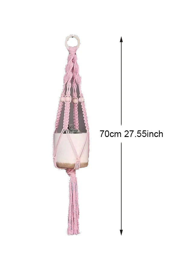 Colourful Boho Macrame Plant Holder Hand Woven 100% Cotton Flower Pot Hanger Hanging Basket For Indoor Plants Bonsai Home Decor