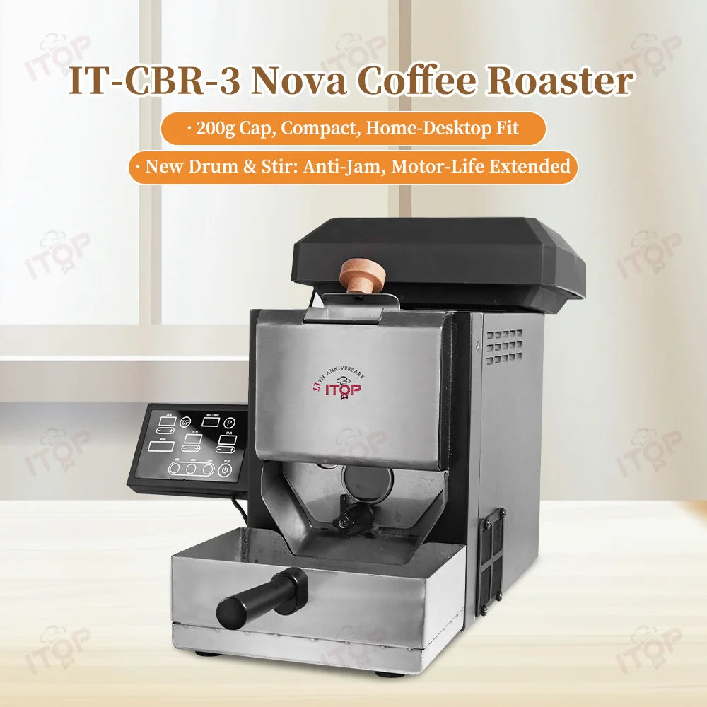 ITOP Coffee Roaster 200g Roasting Capacity for Household Patented Drum Structure and nnovative Agitator Design CBR-3