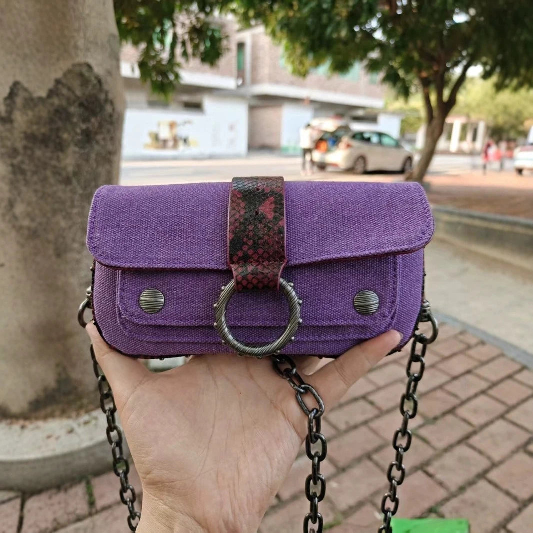 Multi-Color French Design Mini Waist Bag Classic Rivet Style Chic round design with a simple, versatile look. Compact and stylish, perfect for everyday wear.