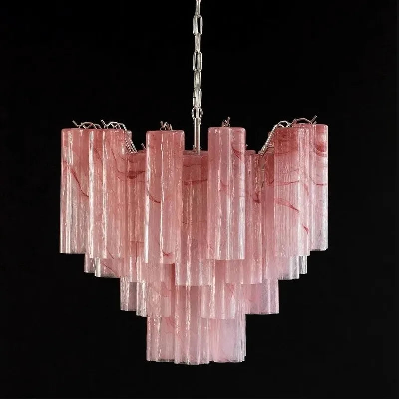 Art Deco Stained Glass Tube Chandelier – Luxury Ceiling Pendant Light Elegant lighting fixture perfect for kitchen islands, dining rooms, or any upscale interior space. Adds a touch of sophistication and style.