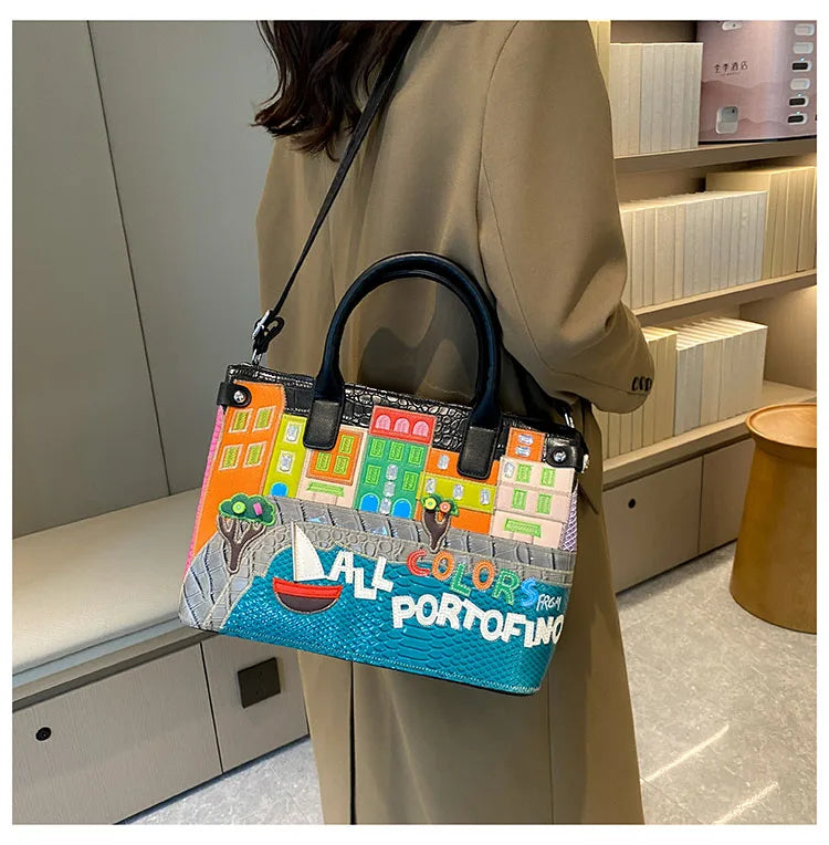 High-Quality Women’s Shoulder Bag Fashion.Features creative 3D embroidery design with a youthful, stylish look. Versatile crossbody bag perfect for everyday wear.