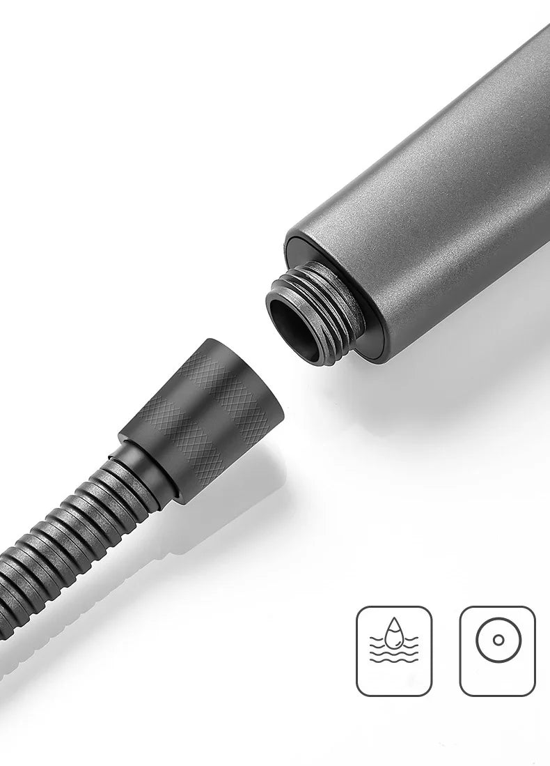 Square Button Adjustable Shower Head Silver Booster Shower Head Thickened Water Outlet Shower Head Set