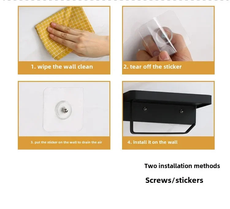 Toilet paper rack 304 stainless steel tissue holder, mobile phone rack, non-punching bathroom roll holder