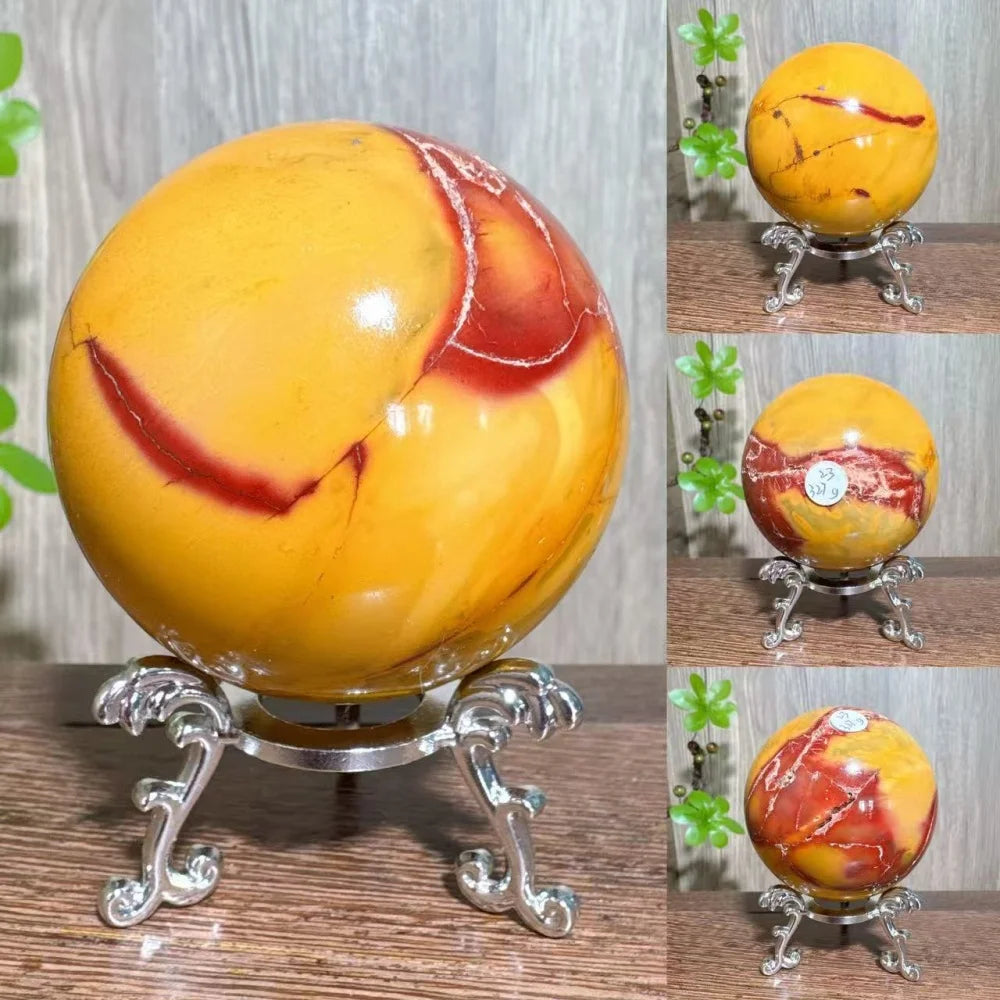 Natural Mookaite Geode Crystal Sphere – Unique Décor Raw cracked stone design with stand. Perfect for home décor, Reiki energy, and meaningful gift ideas.