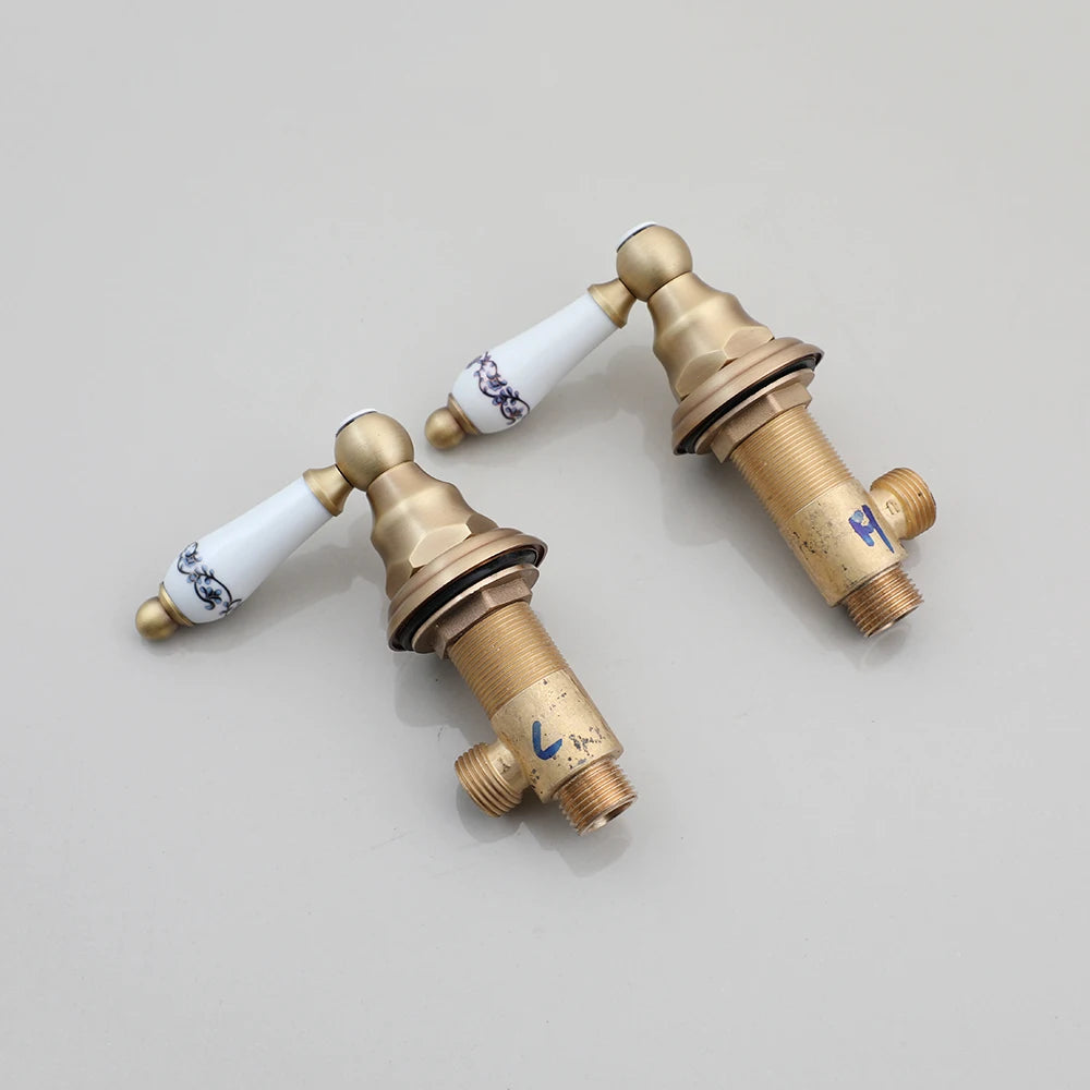 Bathroom Basin Faucet Set – Double-Handle Deck-Mounted
Includes 3-piece brass and chrome taps for hot and cold water. Stylish and durable mixer faucet set for bathtubs and sinks.