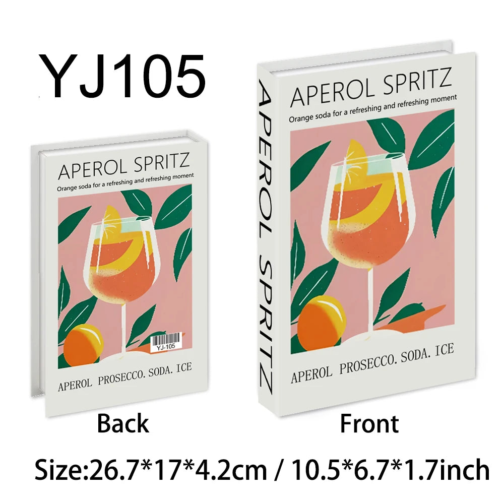 Aperol Cocktail Luxury Fake Books Decoration Coffee Table Decorative Books Club Villa Hotle Decoration Shooting Props Home Extra