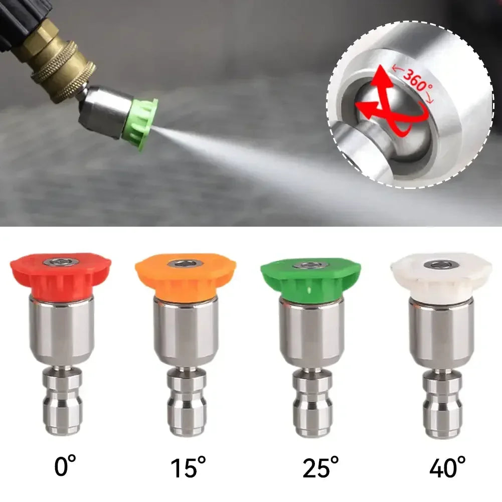 360° Rotatable Pressure Washer Nozzle Tips Kit for 1/4 Quick Connect 4000 PSI Multiple Degrees 0 15 25 40 Degree Spray Nozzles