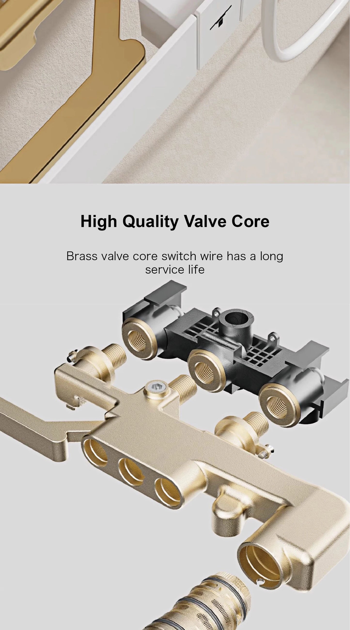 Luxury Ceiling Thermostatic Shower System Black Brass 3 Function Built In Wall Cold Hot Water Waterfall Outlet Bathroom Faucet