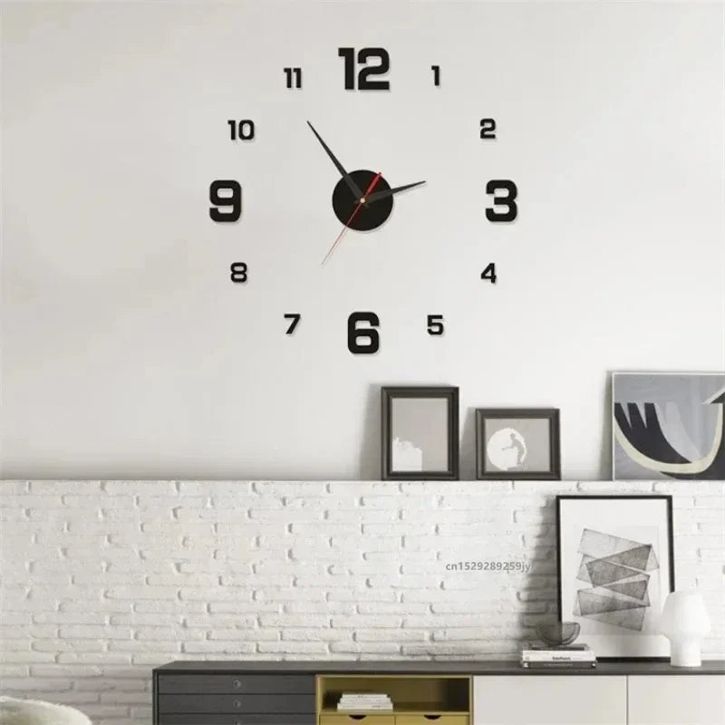 2024 Modern Design Wall Clock 3D DIY Quartz Clocks Fashion Watches Acrylic Mirror Stickers Living Room Home Decor Horloge