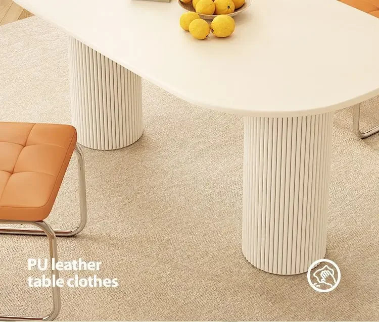 90 x 180cm Leather surface Waterproof Oil-proof Tablecloth Cover for Dining Table Square Surrounded Table Mat Elastic Protection