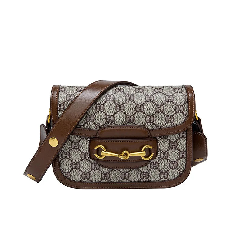 Ladies Genuine Leather Saddle Bag Versatile Crossbody Trendy underarm and single-shoulder design with a sleek, modern look. Compact, stylish, and perfect for everyday fashion.