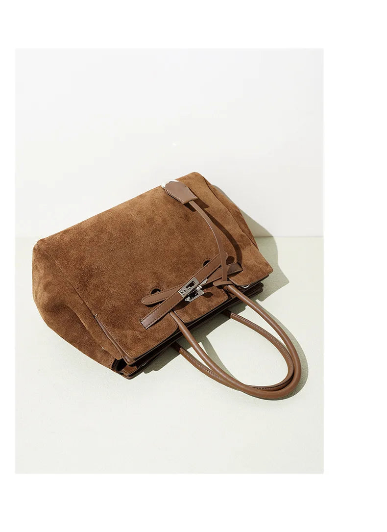 Early Autumn Retro Suede Tote Bag Women's New Versatile Single oulder Bag Commuter Bag Handbag for Outdoor Use