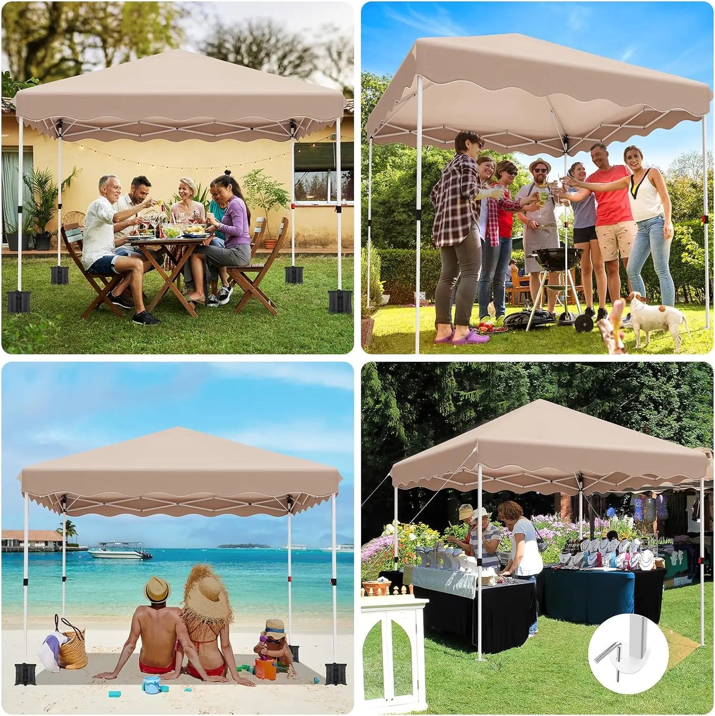 3x3M Gazebo Tent Pop up Canopy Instant with Bag Bonus 4 Weight Sandbags,& Carry Bag Foldable Shelter Outdoor Garden Tent