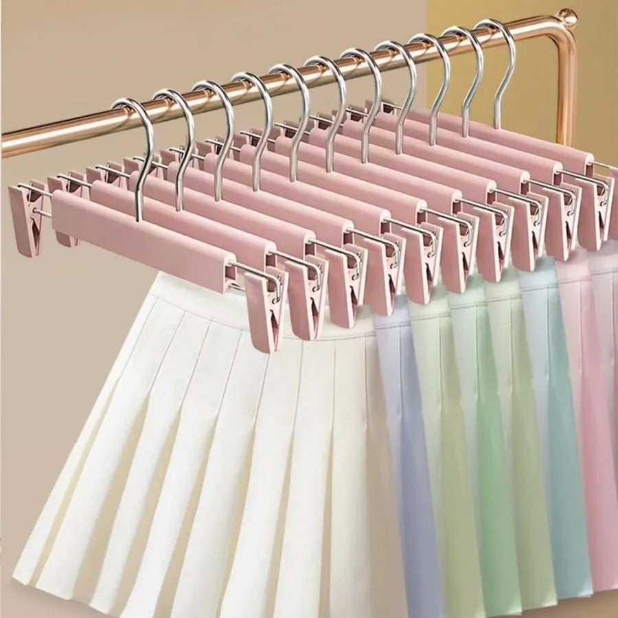 5PCS Pants Hangers with strong seamless Clips Adjustable clamp Rack Skirt Hangers Non-Slip Trousers Hanger Jeans Clothes Hangers