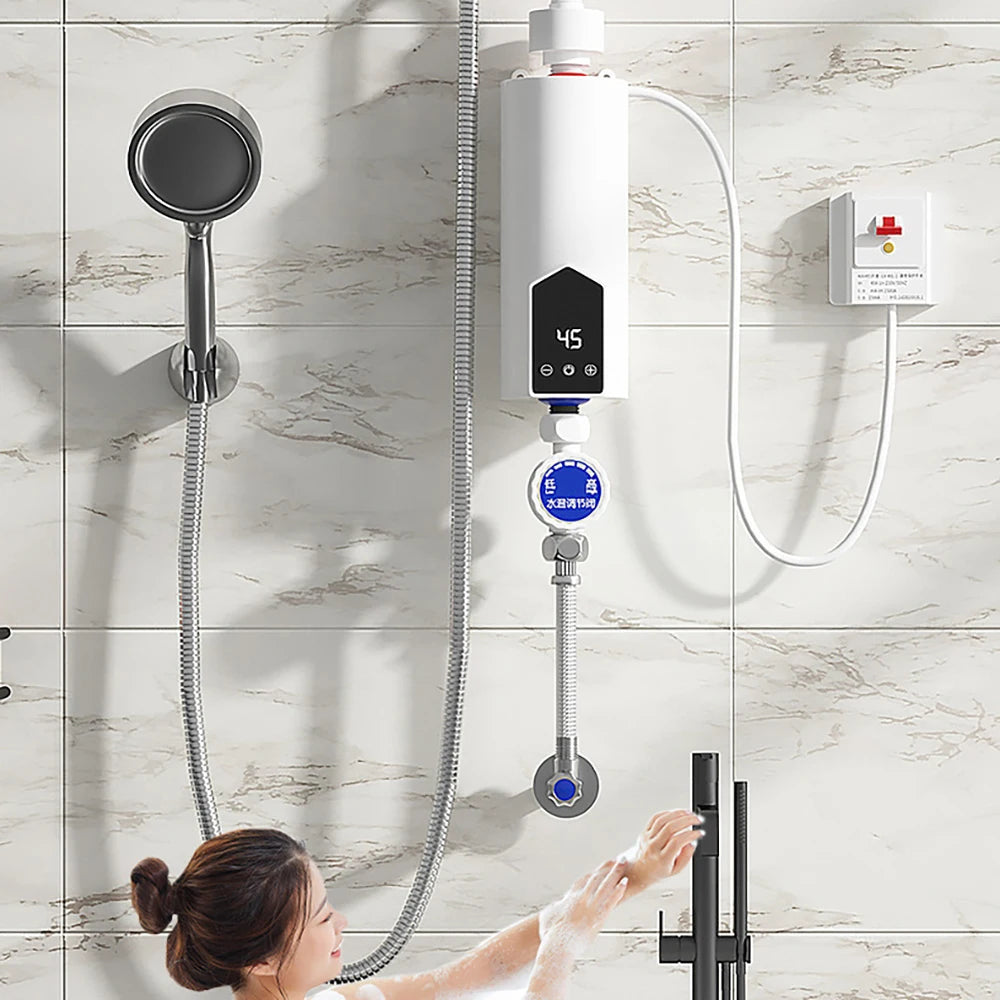 5500W 220V 110V Electric Instant Water Heater Tankless Kitchen Home Bathroom Shower Fast Hot Water LCD Digital Display 히터 순간온수기