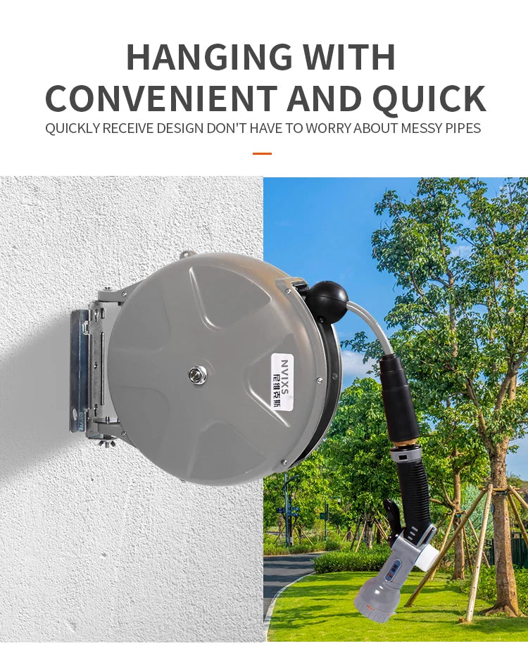 Automatic Retractable and recycling Hose Reel Car Wash Garden Irrigation Water Tube Holder Wall Mount High Pressure Waterpipes