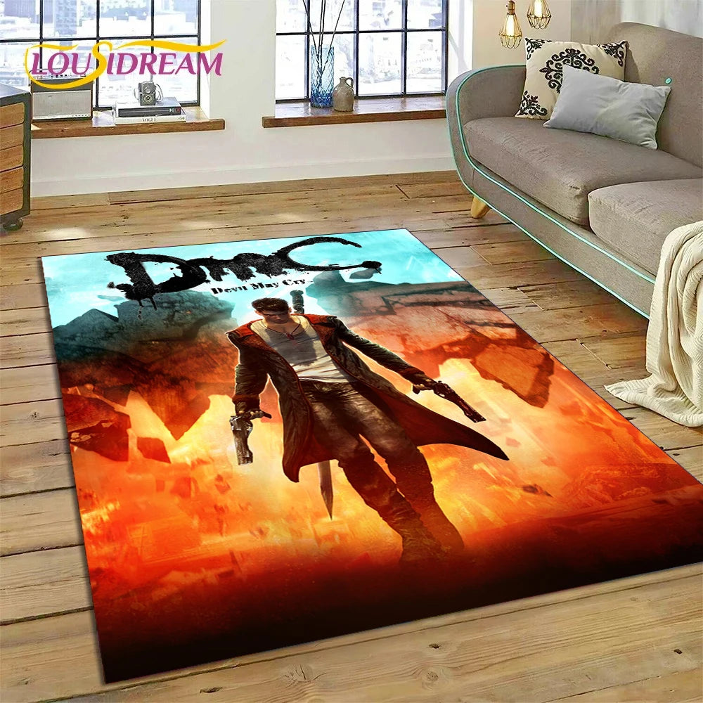 DMC Game 3D D-Devil May Cry cartoon Rug Carpet for Living Room Bedroom Home Decor,Floor Mat Non-slip Decoration for Sofa Doormat