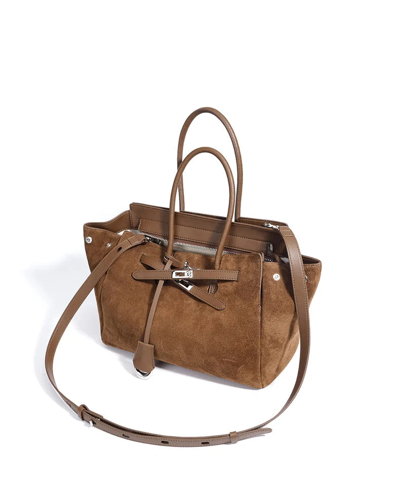 Early Autumn Retro Suede Tote Bag Women's New Versatile Single oulder Bag Commuter Bag Handbag for Outdoor Use