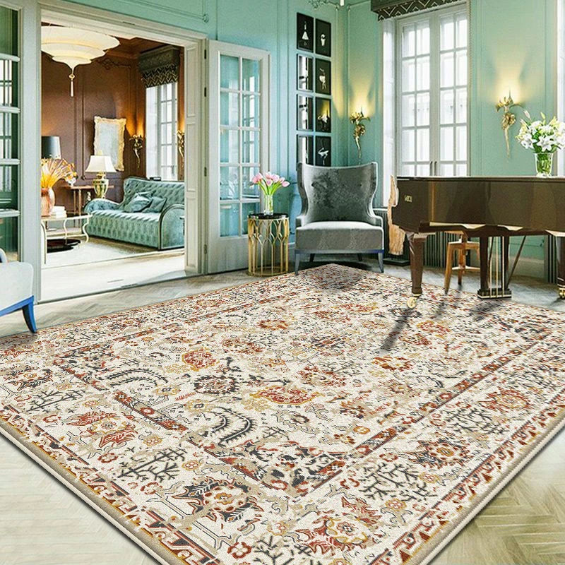 Persian Style Easy Cleaning Carpet for Living Room Retro Room Decoration Aesthetic Non-slip Lounge Rug European Tatami Mat