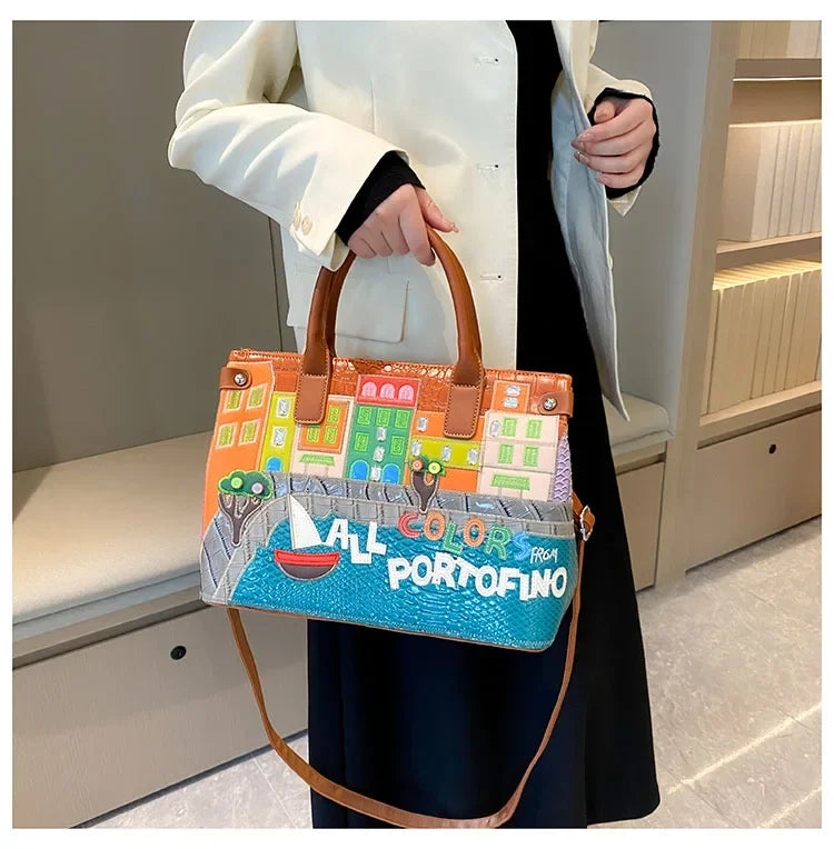 High-Quality Women’s Shoulder Bag Fashion.Features creative 3D embroidery design with a youthful, stylish look. Versatile crossbody bag perfect for everyday wear.