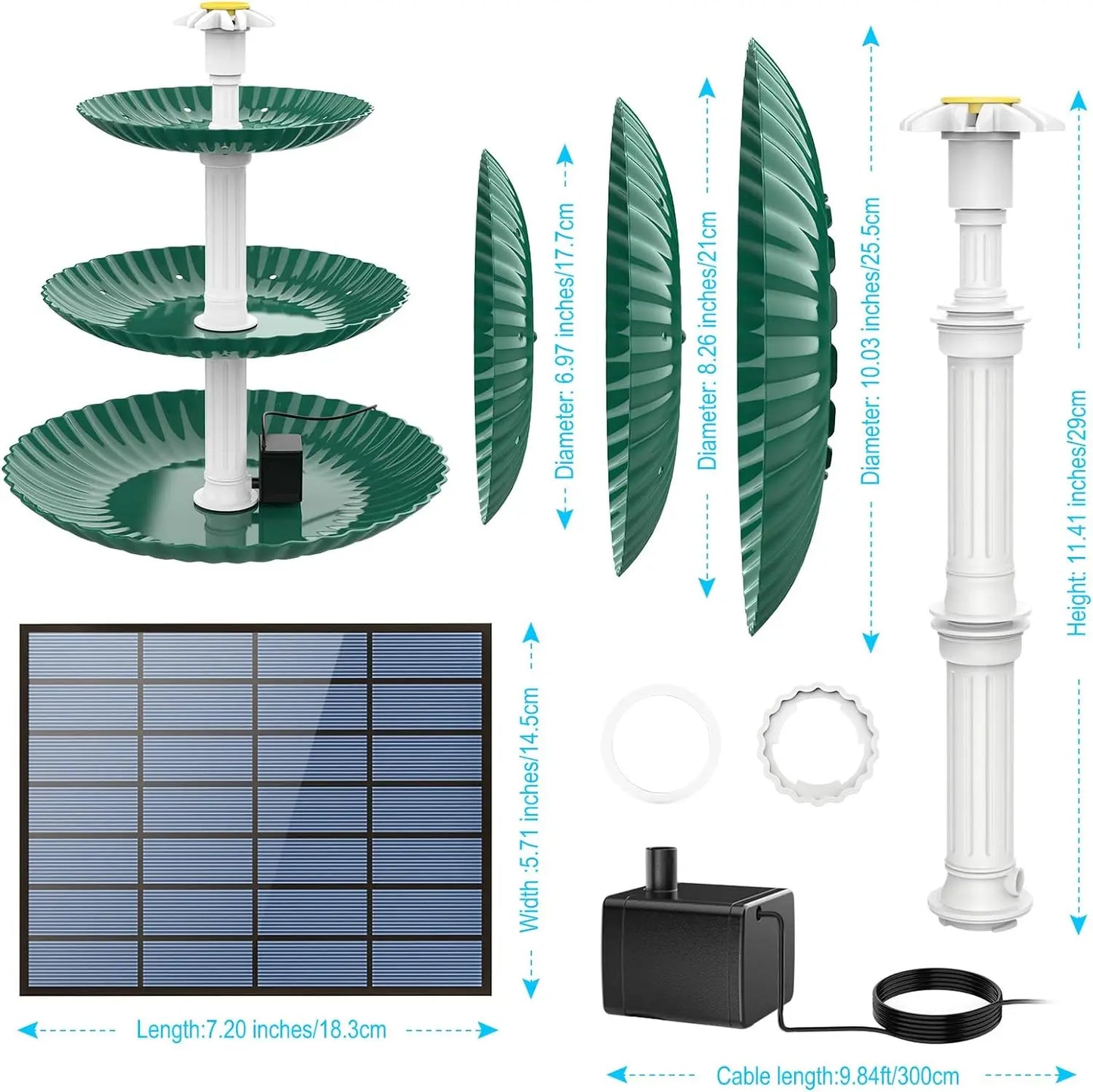 3-Tier Solar Bird Bath Fountain 3.5W solar pump, detachable 3-tier design. Attracts birds with flowing water – no wiring needed. Perfect garden & patio decor.