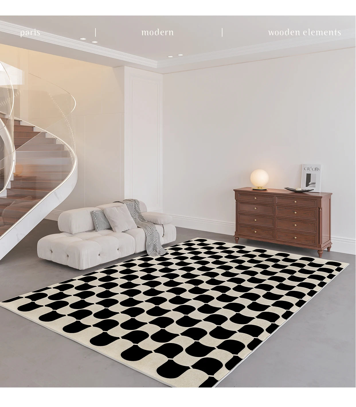 French Retro Rugs for Bedroom Checkerboard Living Room Decoration Carpet Ins Wind Plaid Bedside Floor Mat Large Area Plush Rug