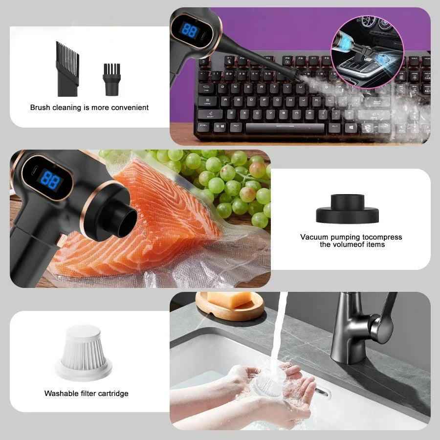 Wireless Vacuum Cleaner Dual Use for Home and Car High Power Home Appliance With display Screen Carpet Sofa Car Cleaner