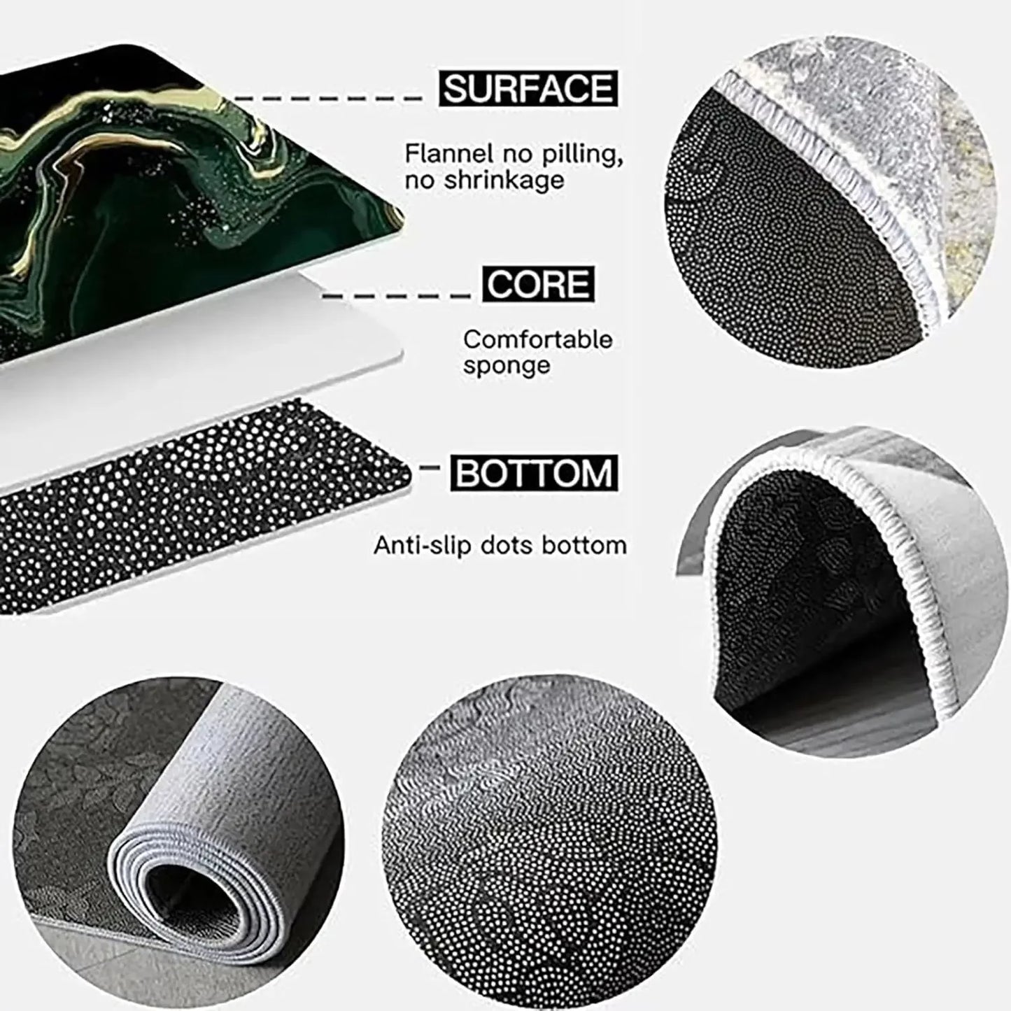 VIKAMA Simple Arched Carpet Office Meeting Room Seat Cushion Bedroom Desk Soundproof and Wear-resistant Floor Mat Home Decor