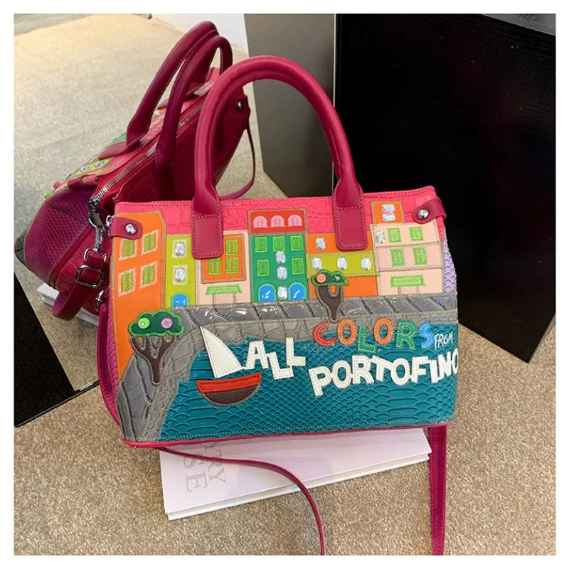 High-Quality Women’s Shoulder Bag Fashion.Features creative 3D embroidery design with a youthful, stylish look. Versatile crossbody bag perfect for everyday wear.