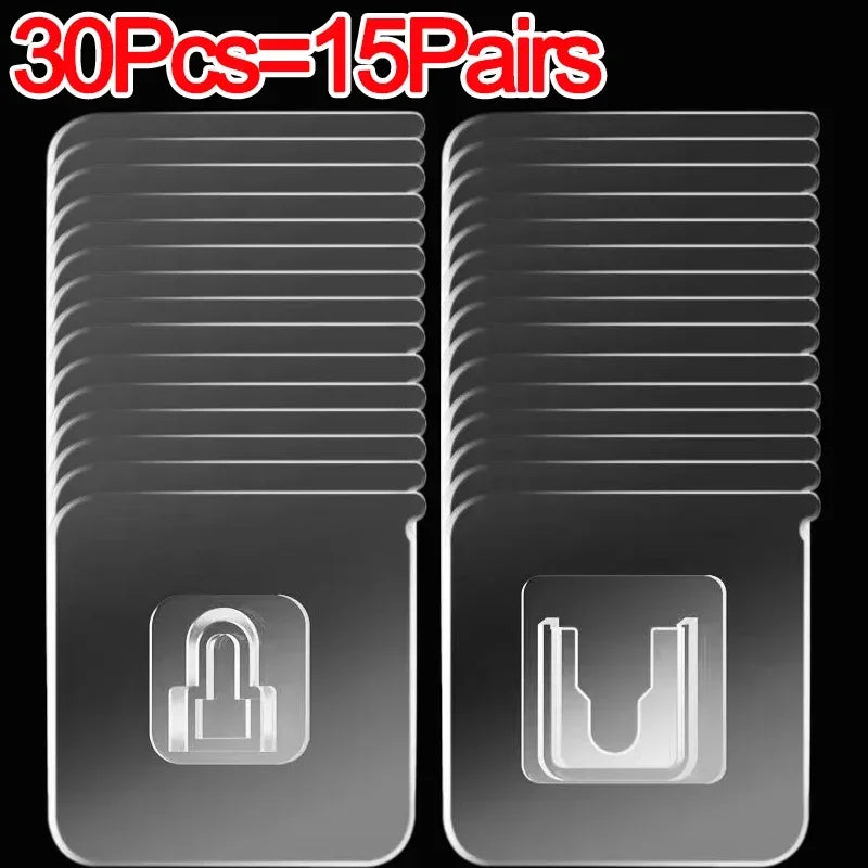 100/2pcs Double-Sided Hook Strong Adhesive Transparent Traceless Wall Hook for Kitchen Bedroom Storage Holder Plug Socket Hanger
