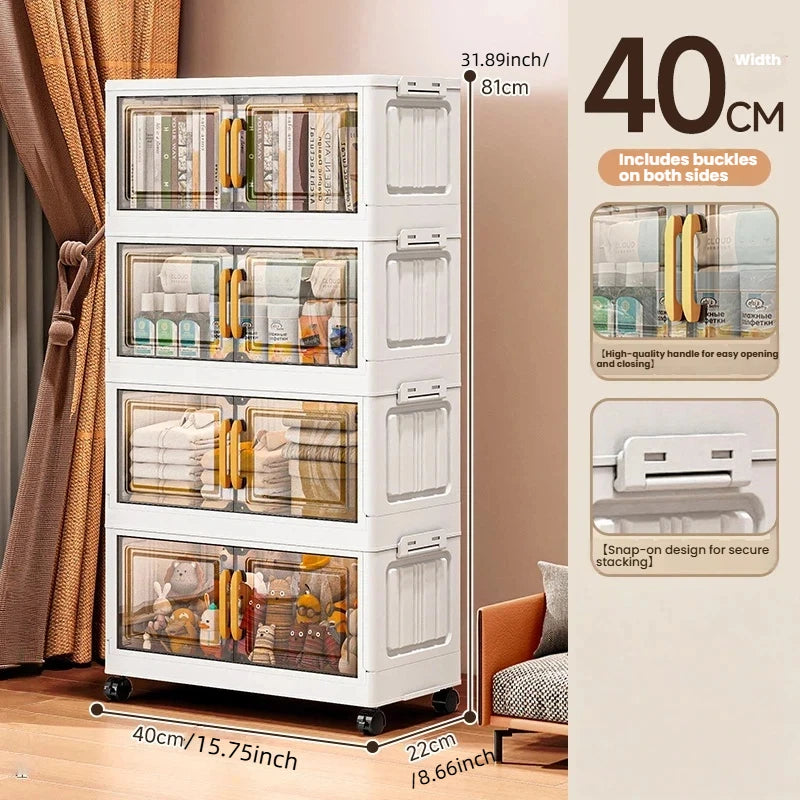Double-door living room storage cabinet, folding floor-standing storage box, no installation required, simple storage cabinet