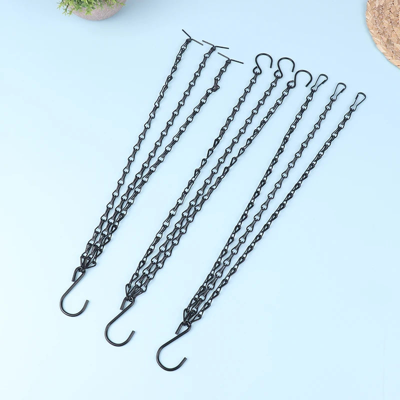 40cm Rattan Hanging Pendant Chain Flowers Basket Chain Flower Pot Hydroponic Plants Grow Tools Garden Decorations With 3 Hooks