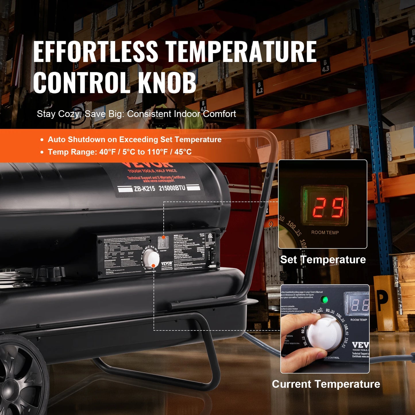Portable Forced Air Diesel Heater – Torpedo Style Heavy-duty, energy-efficient space heater with thermostat and fuel tank. Ideal for garages, workshops, and outdoor heating.