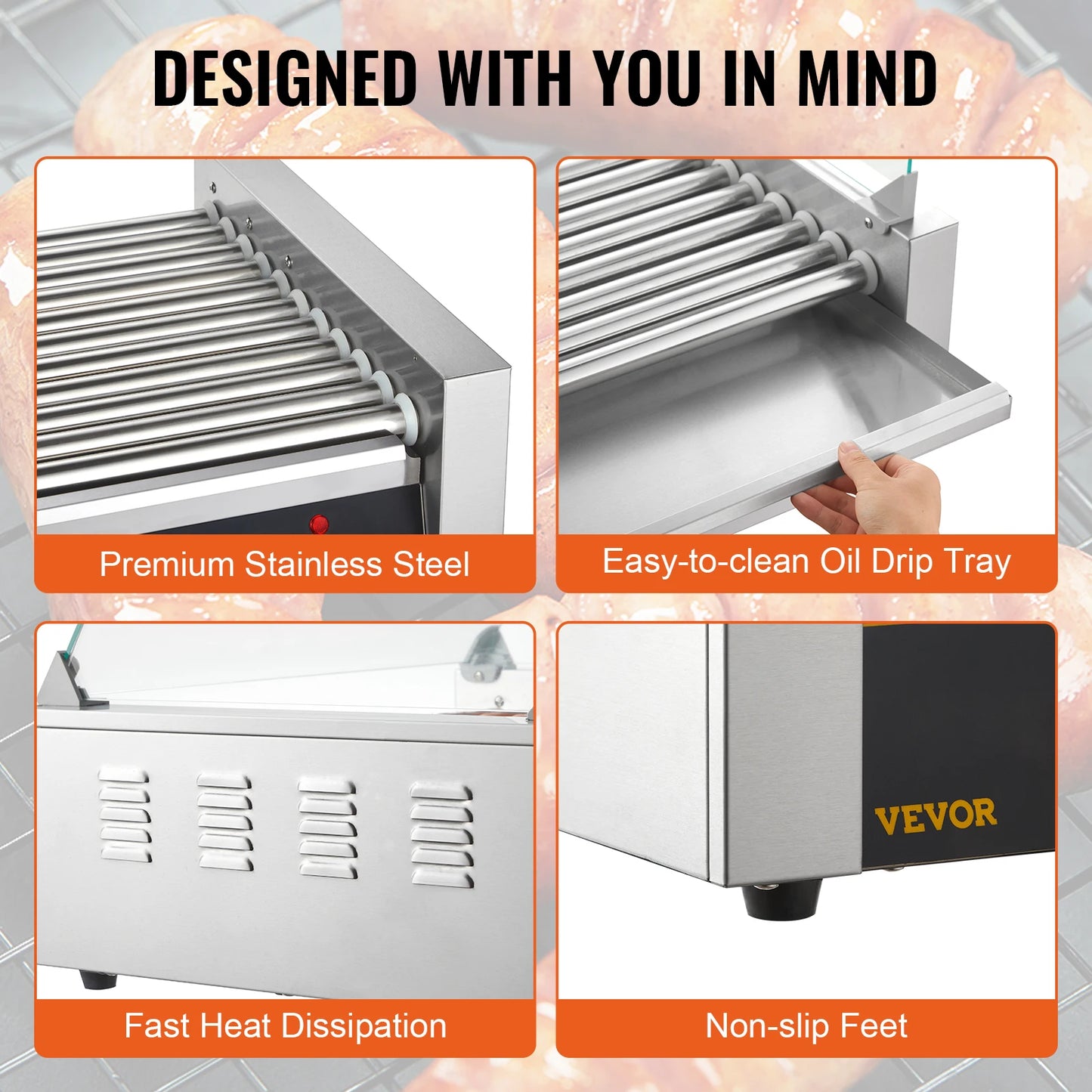 SucceBuy 5/7/11 Rods Commercial Hot Dog Roller Electric Sausage Maker Barbecue Grill Machine for Camping Party Home Appliance