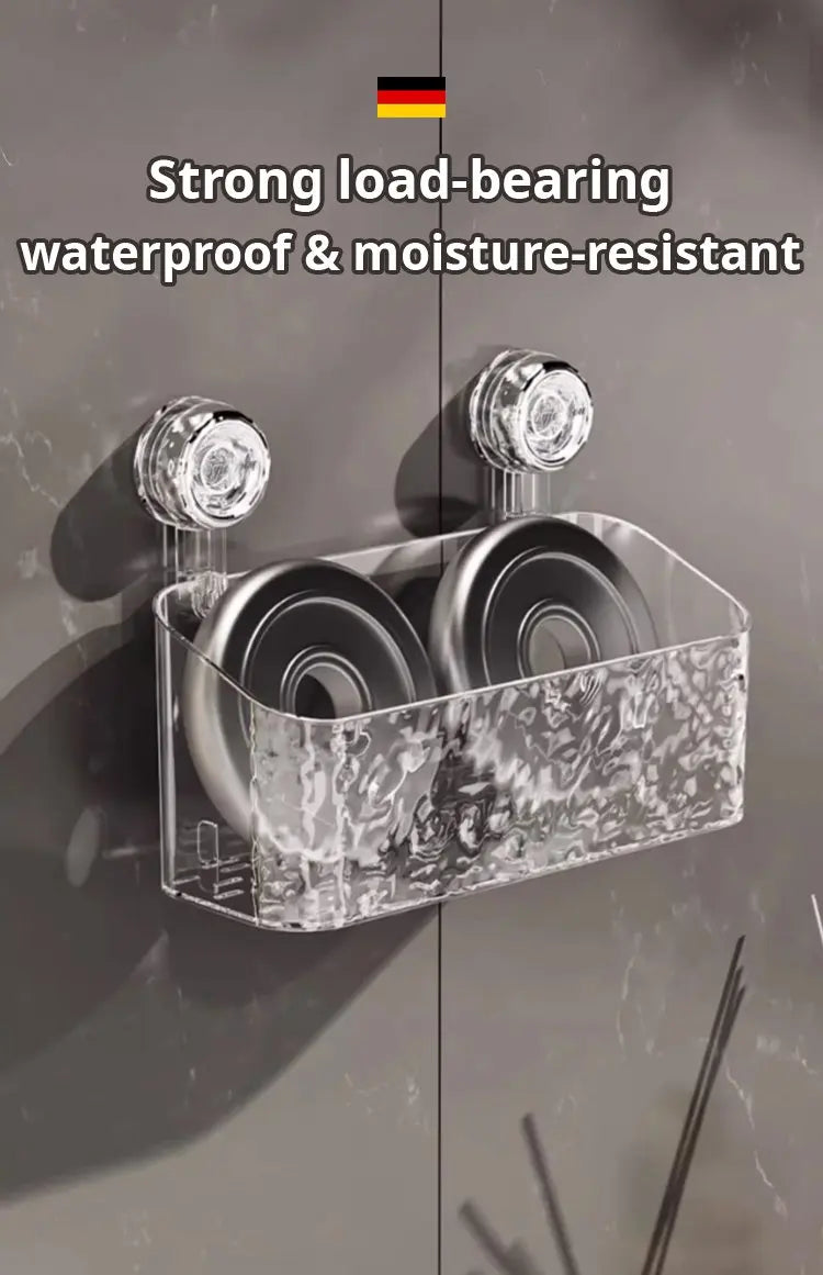 Large Capacity Light Luxury Style Glacier Pattern Suction Cup Shelf with Strong Load-bearing For Home Bathroom