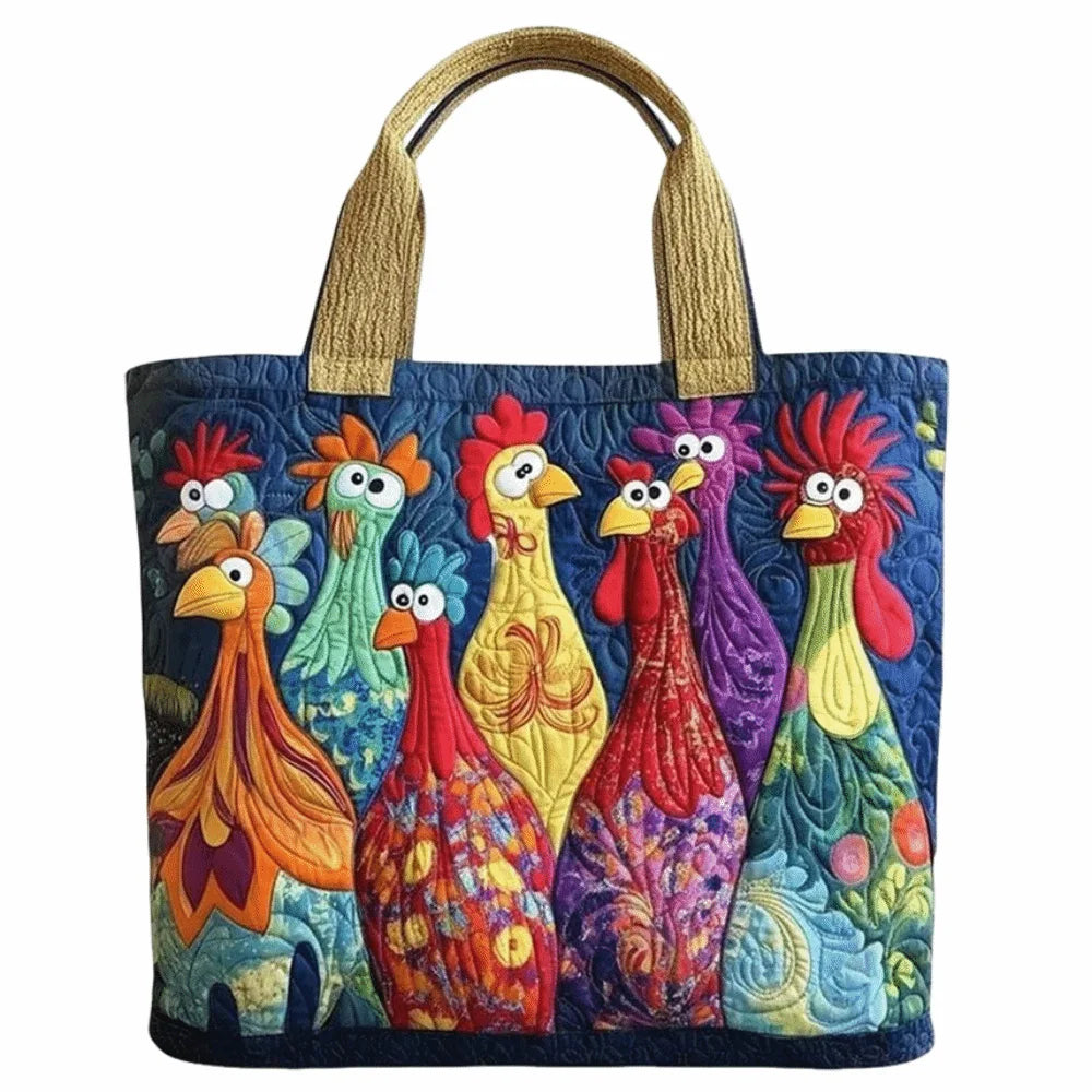 Trendy Vintage Quilted Tote Bag 3D Printed Patterns Large Capacity Travel Handbag Cotton Lightweight Canvas Bag Women Accessory