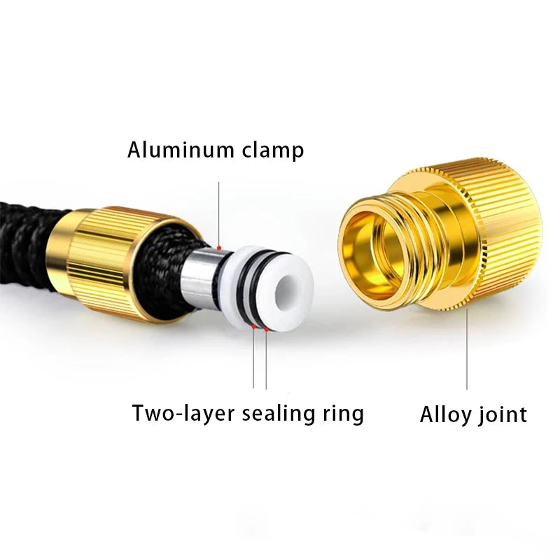 Expandable Garden Hose - Heavy Duty Superior Strength  4 -Layer Latex Core - Extra Strong Brass Connectors water hose