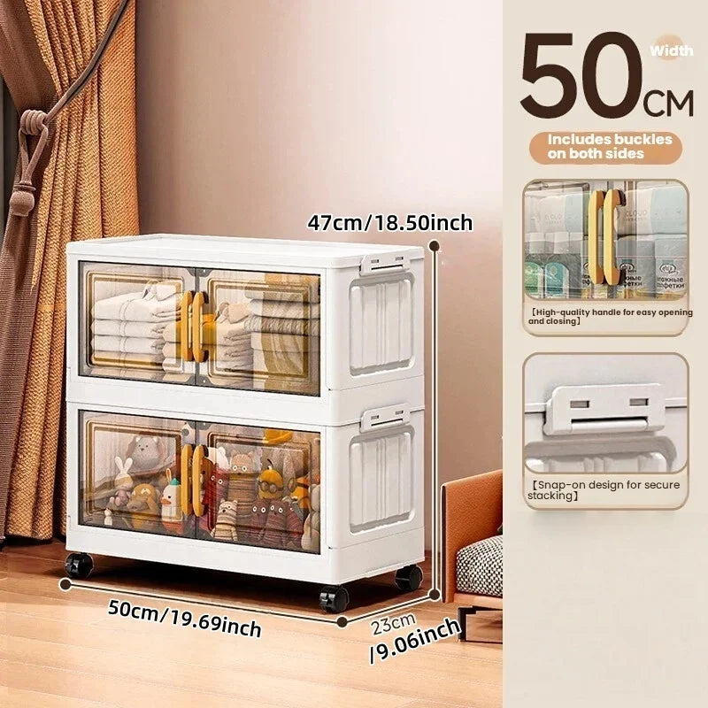 Double-door living room storage cabinet, folding floor-standing storage box, no installation required, simple storage cabinet