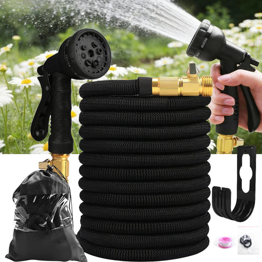 Expandable Garden Hose 25ft–150ft with Nozzle Lightweight, no-kink, durable flexible hose expands when filled, shrinks for easy storage.
Perfect for car washing, garden watering, patio cleaning.