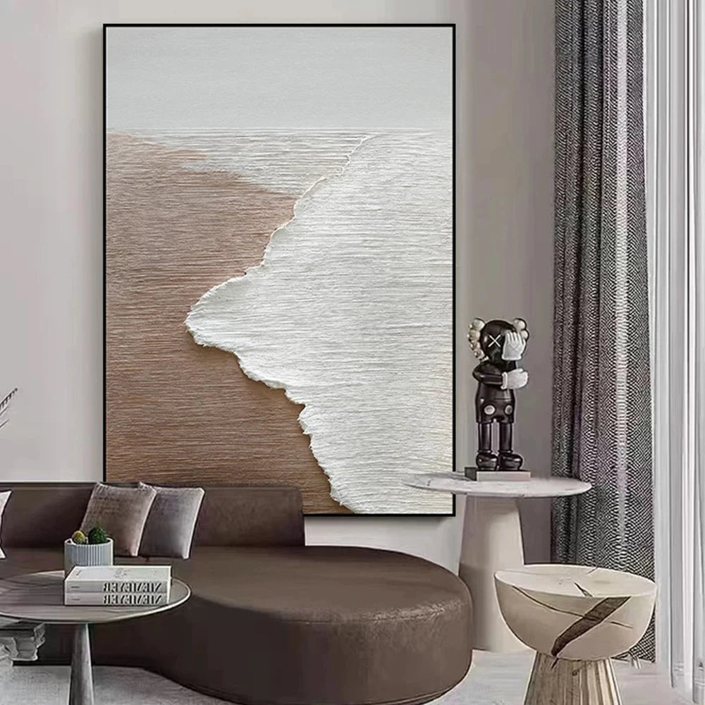 Mintura,Nordic Hand-painted Oil Painting on Canvas,Abstract Seaside Landscape Wall Art Poster,Living Room Office Home Deco Mural