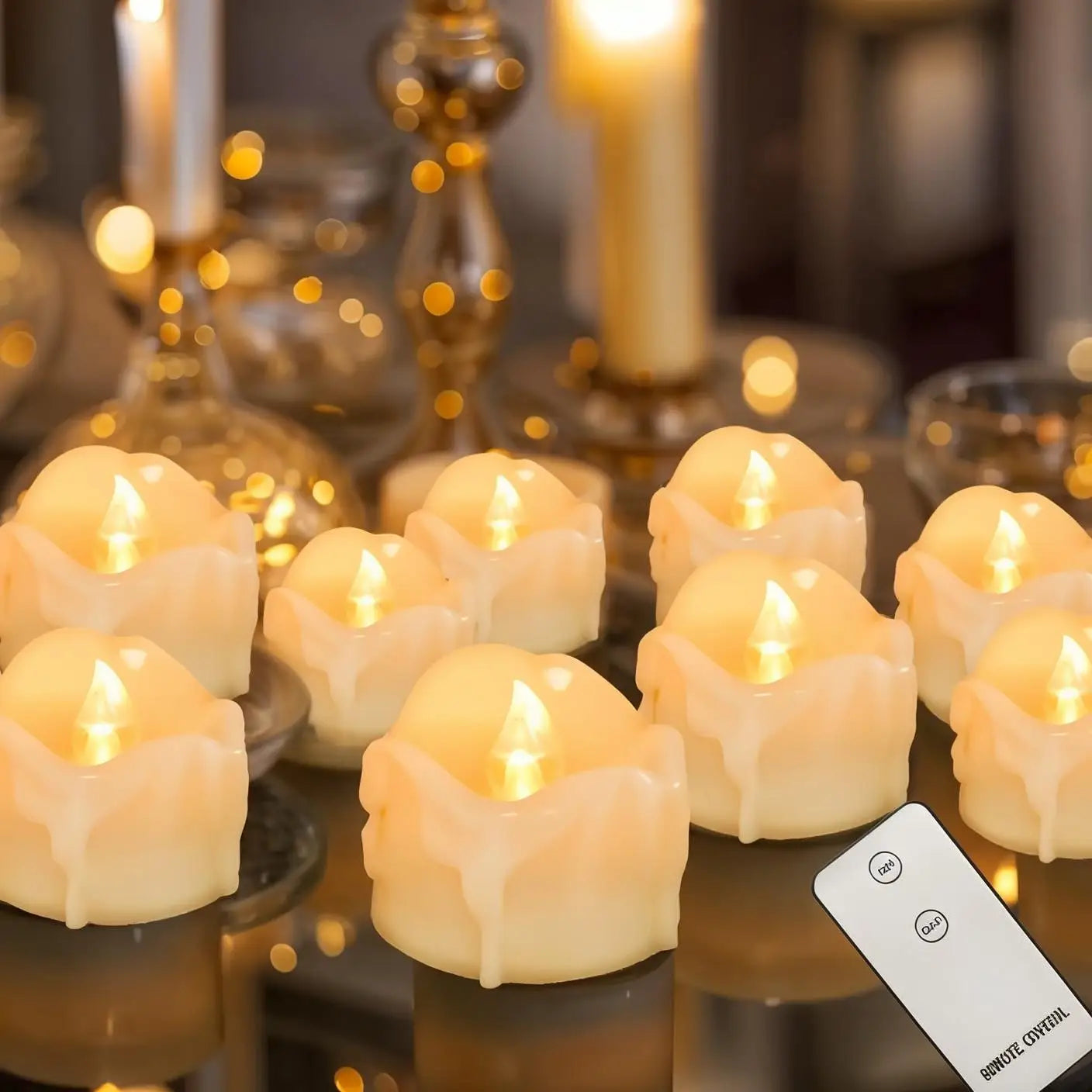 Flameless LED Tealight Candles with Remote Timer
Battery-operated votive candles perfect for weddings, holidays, and everyday décor.