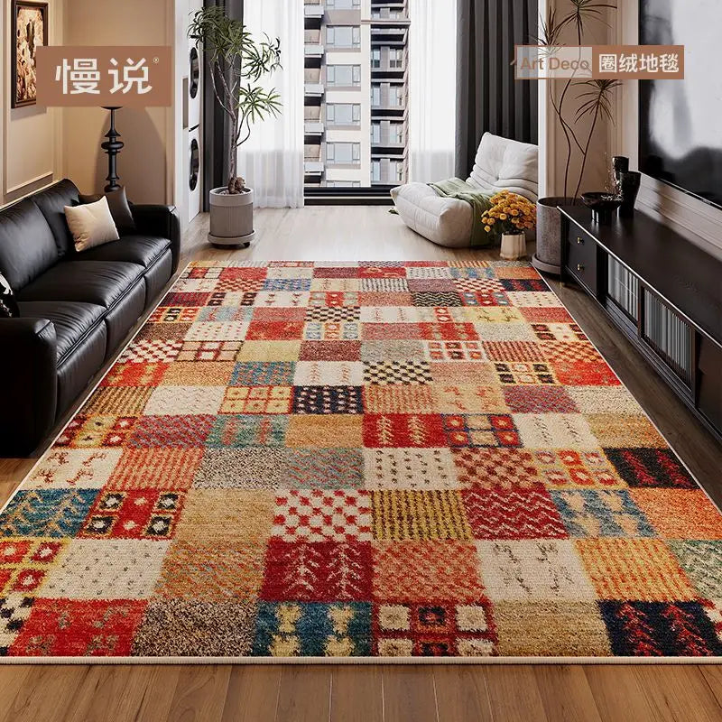 Moroccan Ethnic Style Living Room Rugs Luxury Cloakroom Antiskid Big Size Carpet Room Decoration Home Entrance Floor Soft Mats