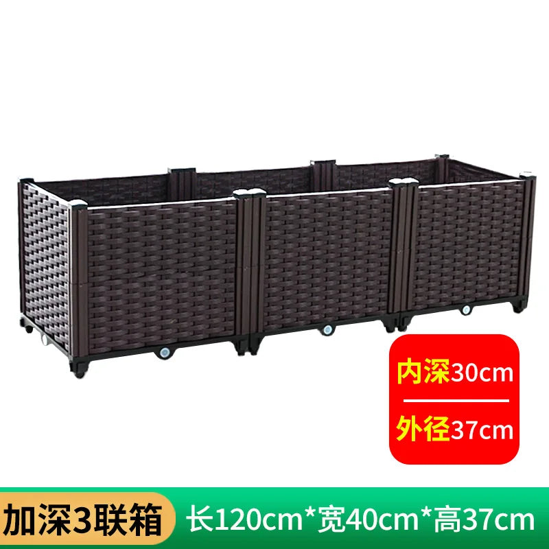 Vegetable Growing Box: Outdoor/Courtyard/Rooftop/Balcony Large Thickened Plastic Planter Trough